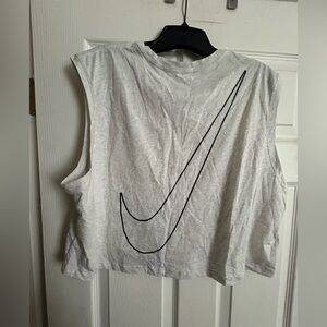 Nike White Crop Top with Black Swoosh
